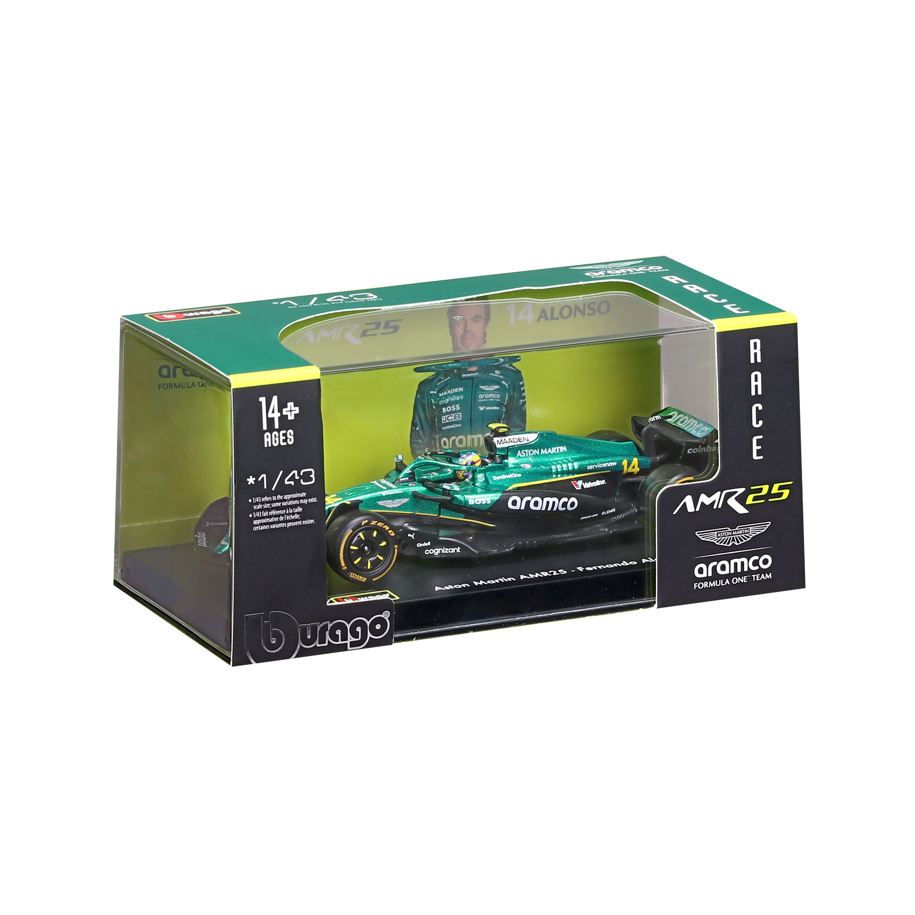 bburago-aston-martin-amr25-2025-14-alonso-1-43-casque-vitrine image 2